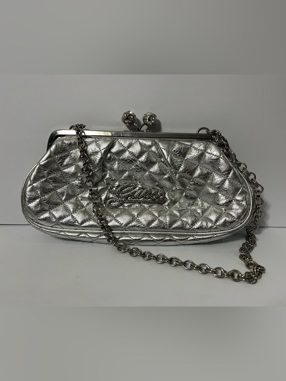 Guess Y2K Iconic Silver Rhinestones Clutch Shoulder Bag - Picture 2 of 9